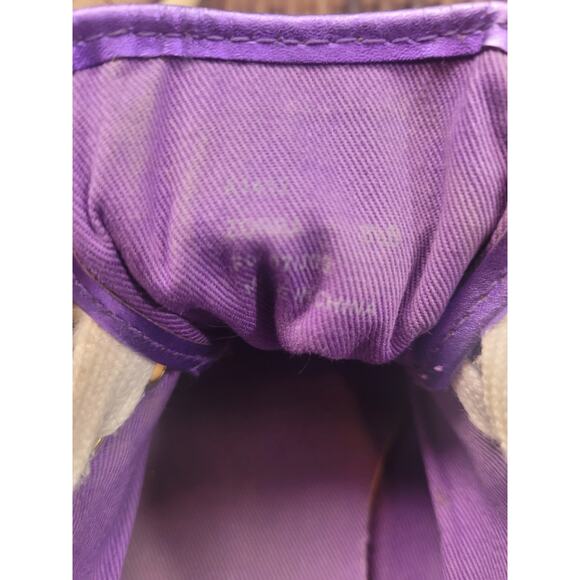 Coach Zorra A1412 Logo Sneakers 8.5 Brown Canvas Purple Sequin Trim Distressed - Picture 8 of 10